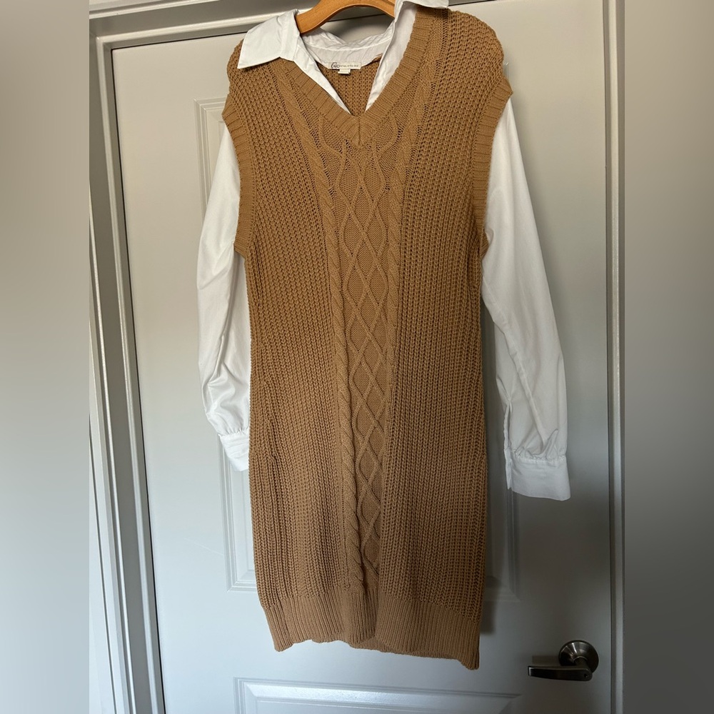 Cato Brown Knit Sweater Vest Dress
